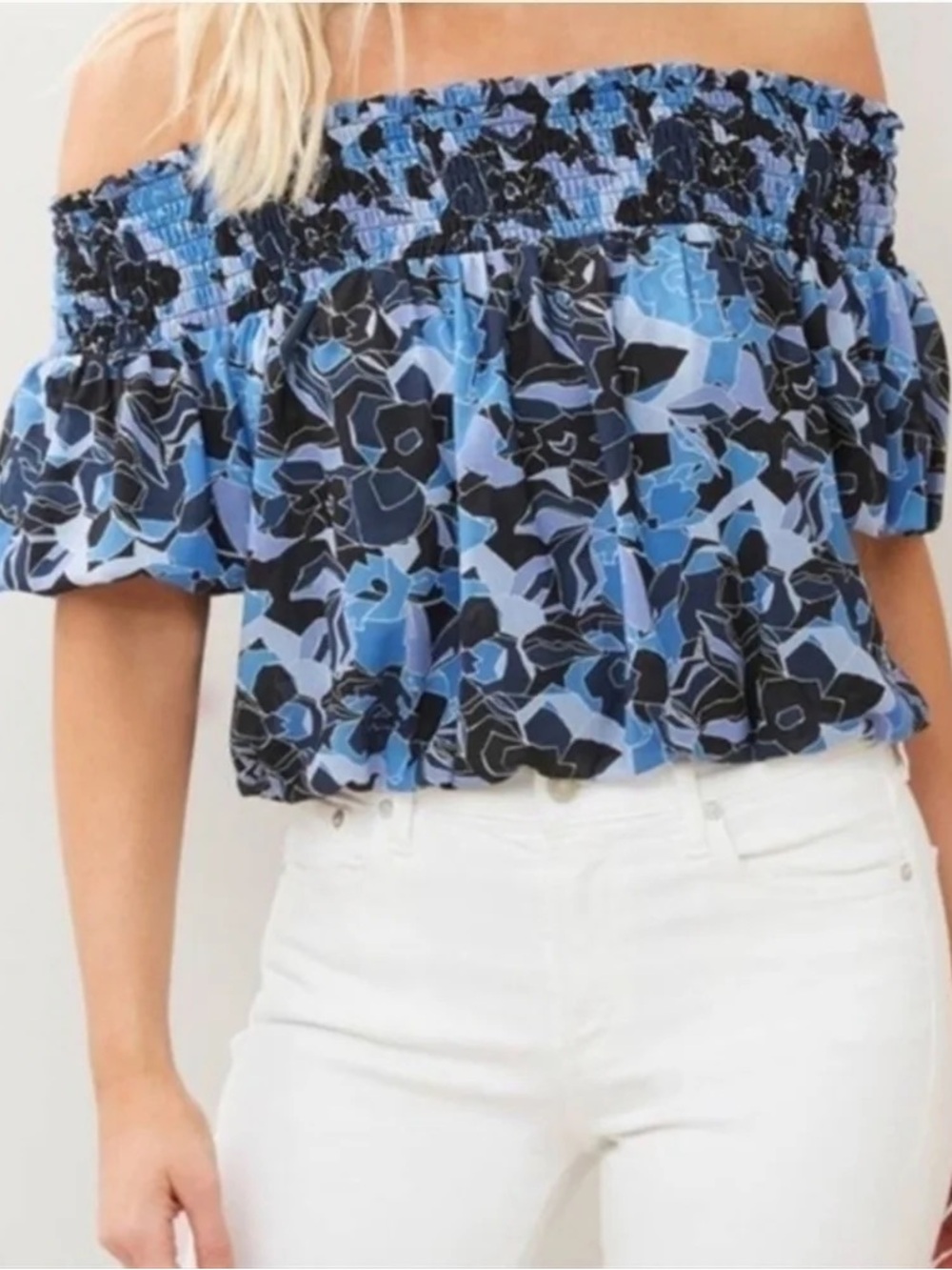 FREE PEOPLE Blue Technicolor Bubble Top Size XL